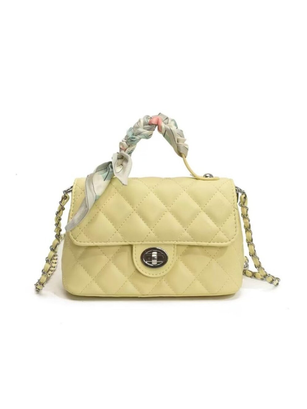 Quilted Chain Crossbody Bag Silk Frenulum Top-Handle Mini Pouch